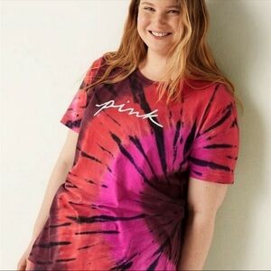 VS Pink Supernova Tie Dye Short Sleeve Shirt